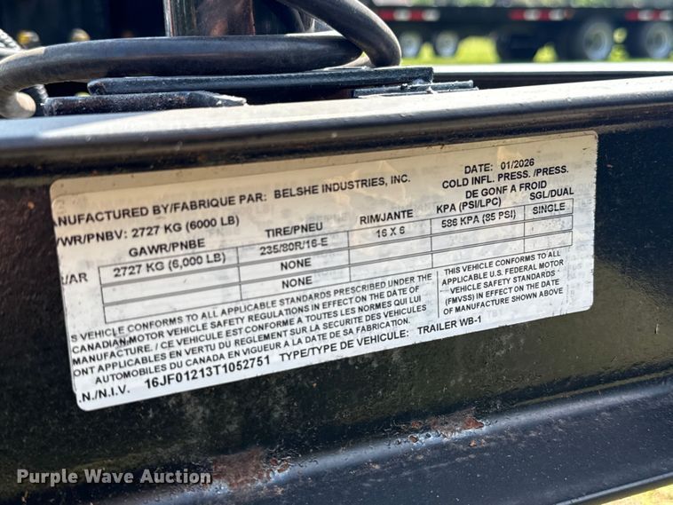 image for item ET6187 2024 Belshe WB-1 tilt deck utility trailer