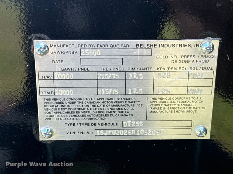 image for item ET6189 2024 Belshe DT256 equipment trailer