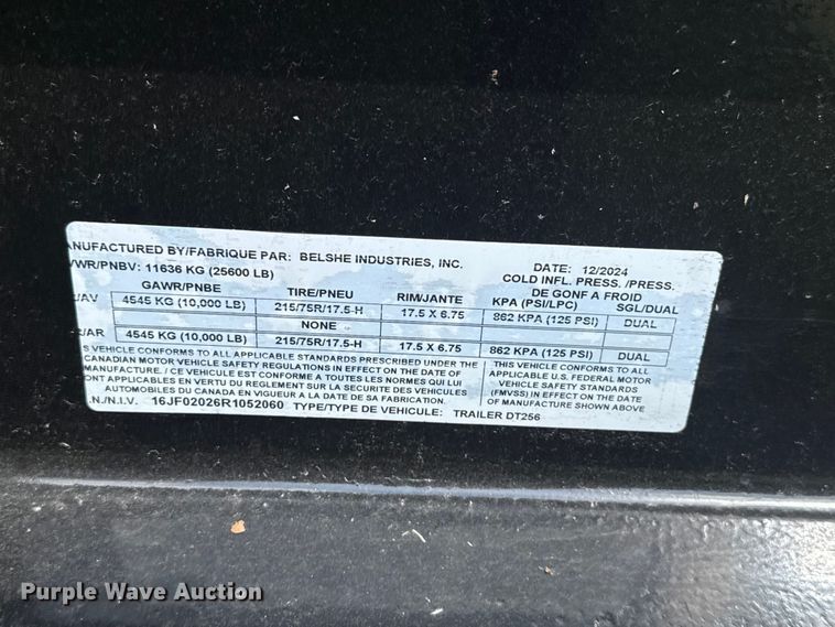 image for item ET6189 2024 Belshe DT256 equipment trailer