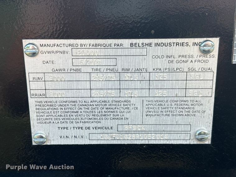 image for item ET6192 2024 Belshe BF9CX equipment trailer