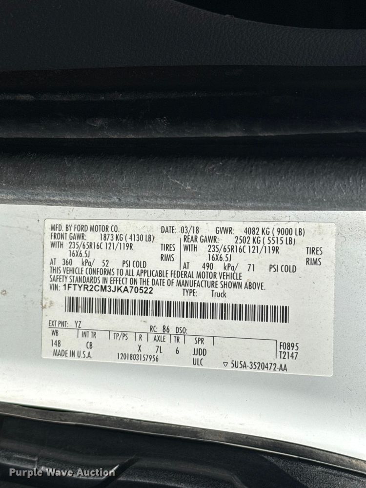 image for item ET6251 2018 Ford Transit 250 van