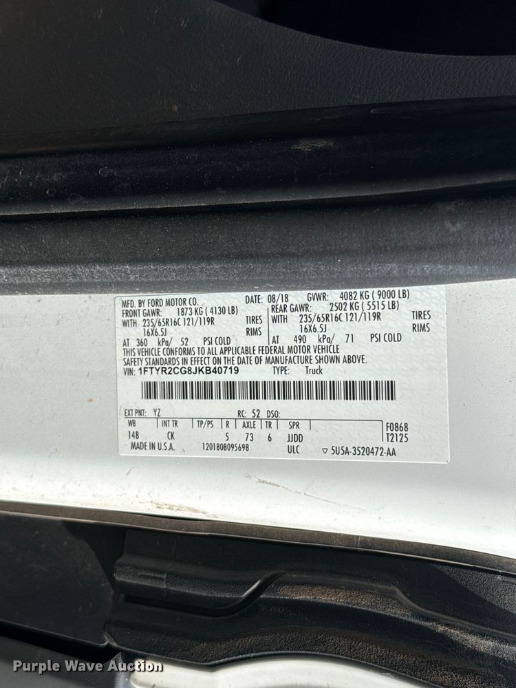 image for item ET6252 2018 Ford Transit 250 van