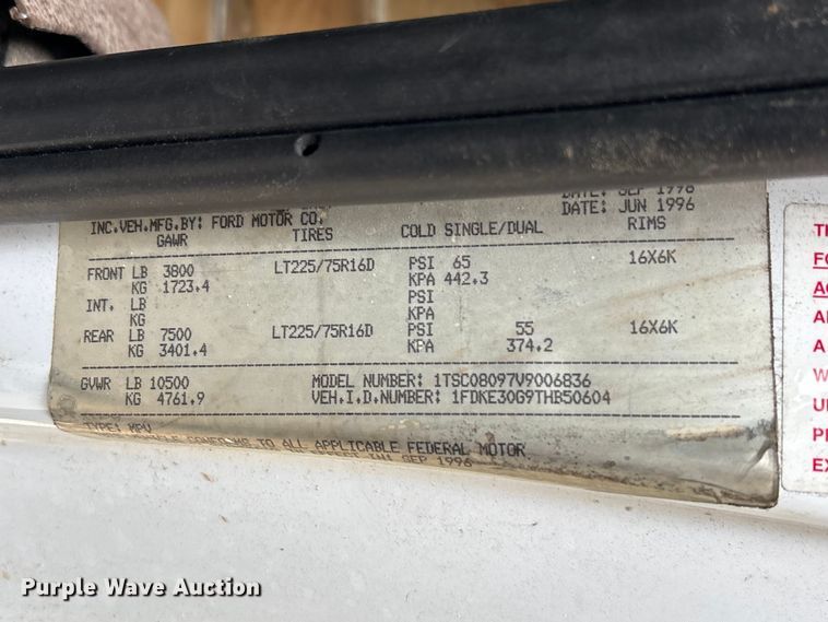 image for item EU0598 1996 Ford E-350 Flatbed van