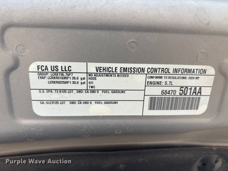 image for item EU5524 2020 RAM 1500 Crew Cab pickup truck