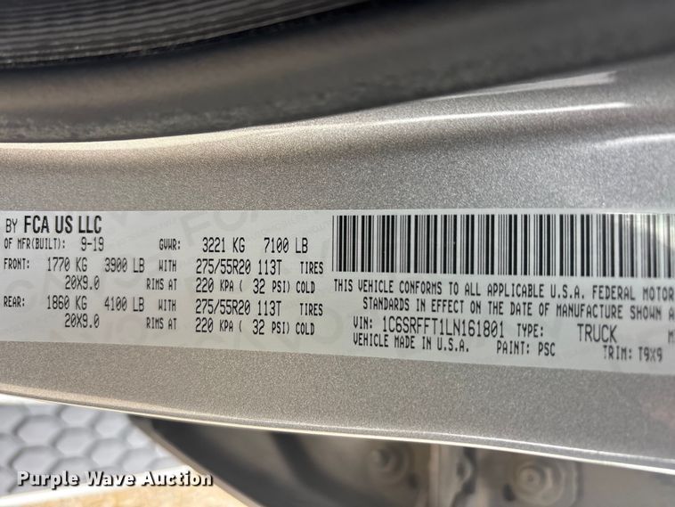 image for item EU5524 2020 RAM 1500 Crew Cab pickup truck