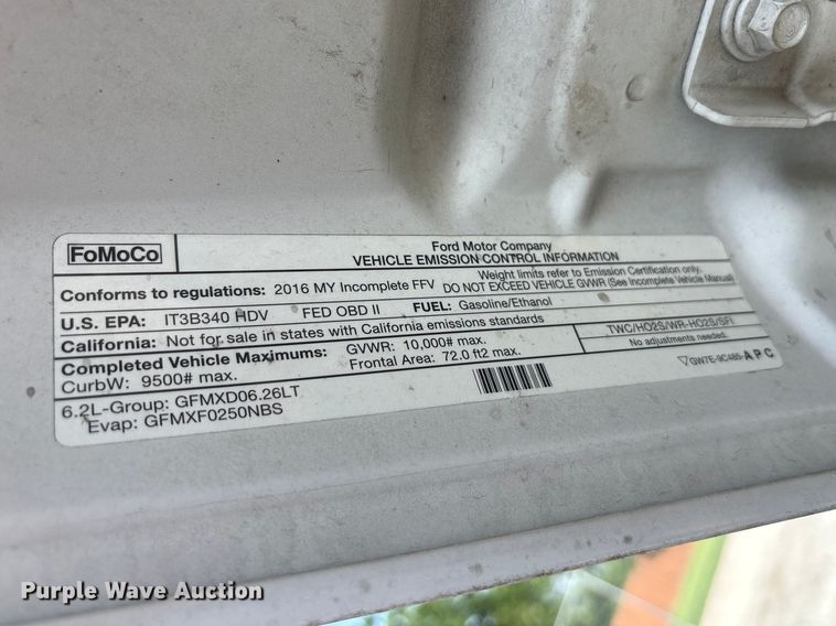 image for item EU5568 2016 Ford F250 Super Duty Ext. Cab utility bed pickup truck
