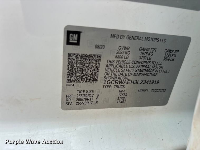 image for item EU5599 2020 Chevrolet Silverado 1500 Ext. Cab pickup truck