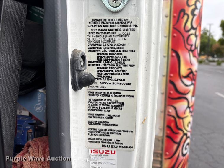 image for item EU8689 2015 Isuzu NPR box truck