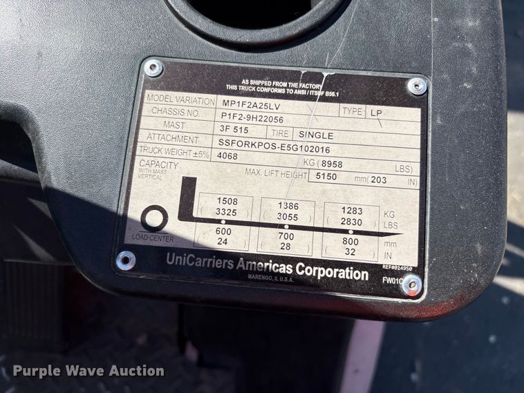 image for item EU8694 2017 UniCarriers PF50 forklift