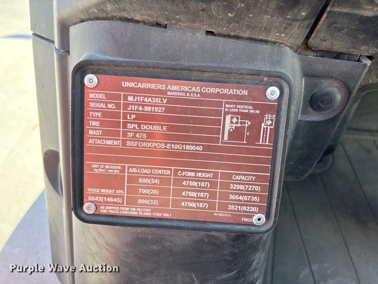 image for item EU8695 2018 UniCarriers PF80YLP forklift