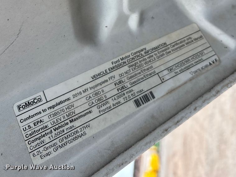 image for item EW0069 2016 Ford F-350 Ext. Cab pickup truck cab and chassis