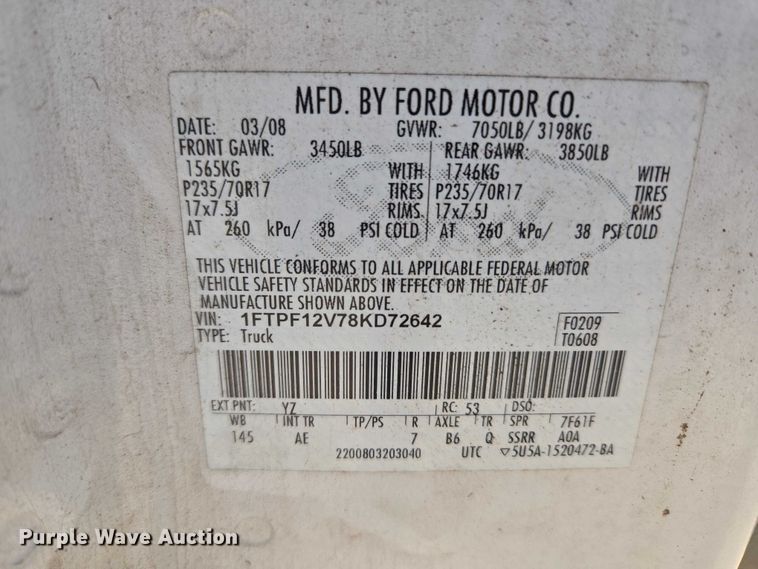 image for item EW0139 2008 Ford F150 pickup truck