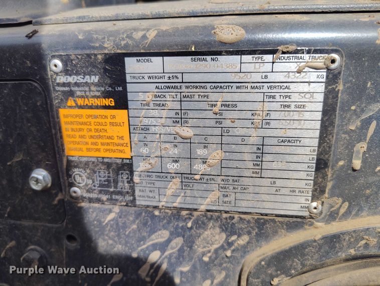 image for item EW1003 2019 Doosan G25-7 forklift