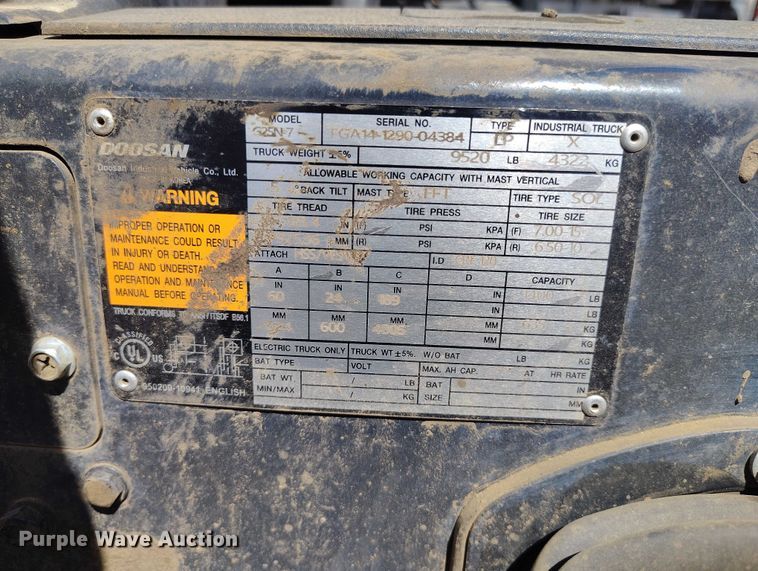image for item EW1004 2019 Doosan G25-7 forklift