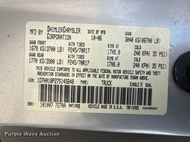 image for item EW4593 2007 Dodge Ram 1500 Crew Cab pickup truck