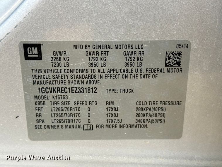 image for item FB6518 2014 Chevrolet Silverado 1500 Ext. Cab pickup truck