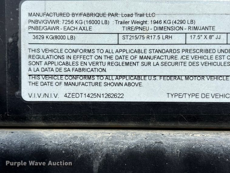 image for item FC4664 2022 Load trail dump trailer