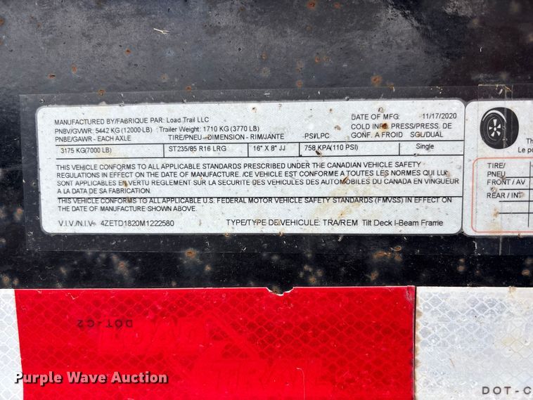 image for item FC4666 2021 Load trail tilt deck utility trailer