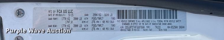 image for item FG0347 2015 RAM 1500 pickup truck