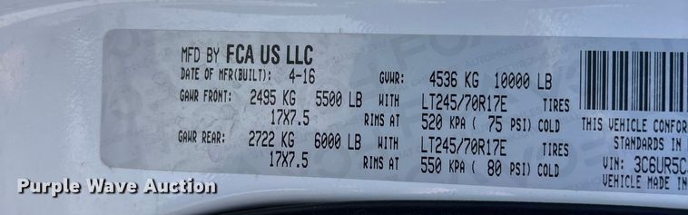 image for item FG0348 2016 RAM 2500 Heavy Duty Crew Cab pickup truck