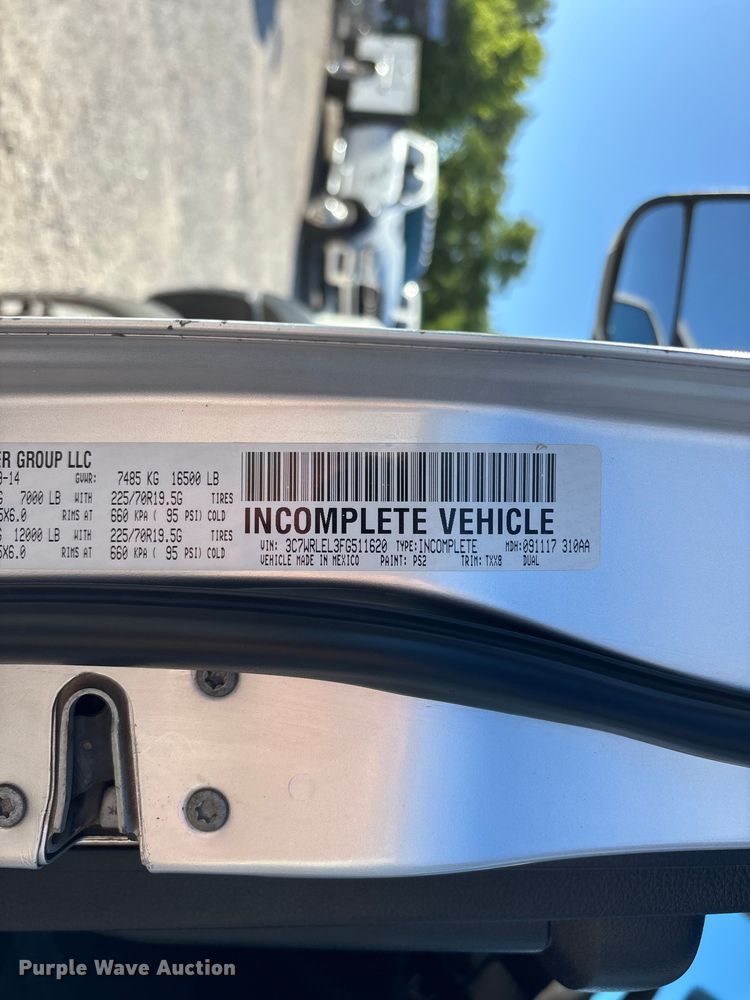 image for item FG0350 2015 RAM 4500  utility / service truck