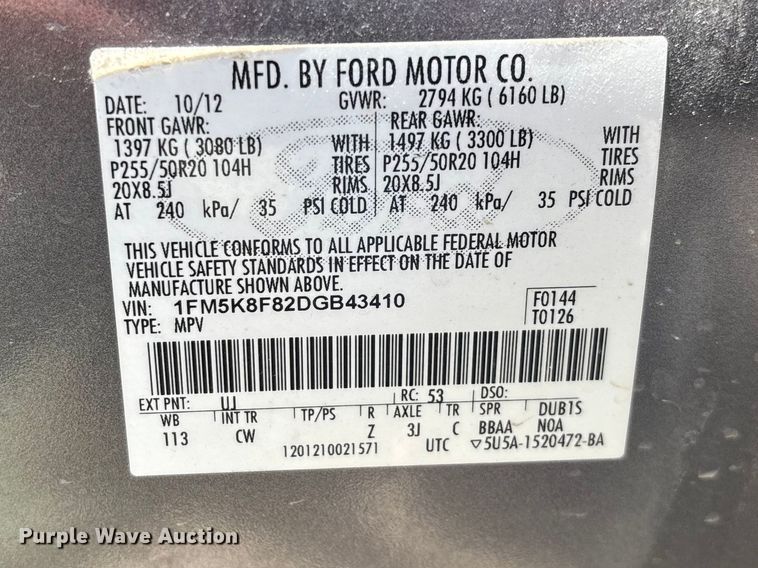 image for item FG0366 2013 Ford Explorer SUV