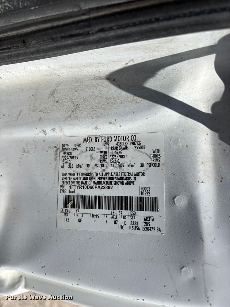 image for item FG0368 2006 Ford Ranger pickup truck