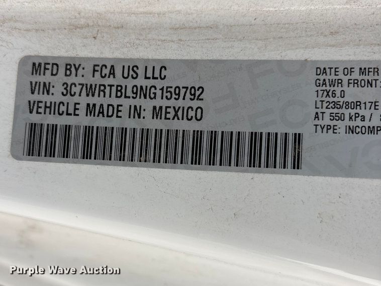 image for item FG2576 2022 RAM 3500 flatbed pickup truck
