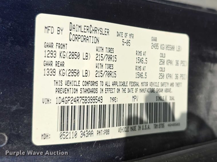 image for item FH6041 2005 Dodge Grand Caravan van
