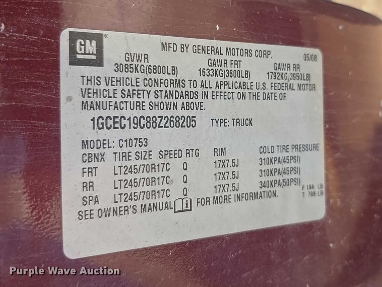 image for item FH6072 2008 Chevrolet Silverado 1500 Ext. Cab pickup truck