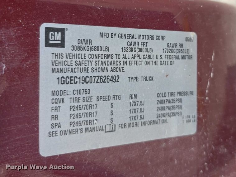image for item FH6080 2007 Chevrolet Silverado 1500 Ext. Cab pickup truck