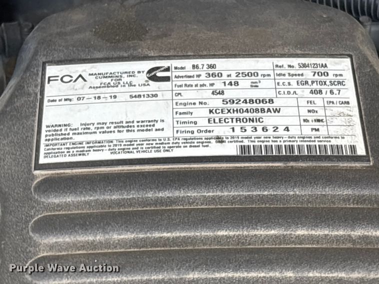 image for item FI0179 2019 RAM 3500 Crew Cab flatbed pickup truck