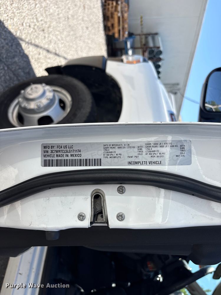 image for item FI0180 2020 RAM 3500 Crew Cab flatbed pickup truck