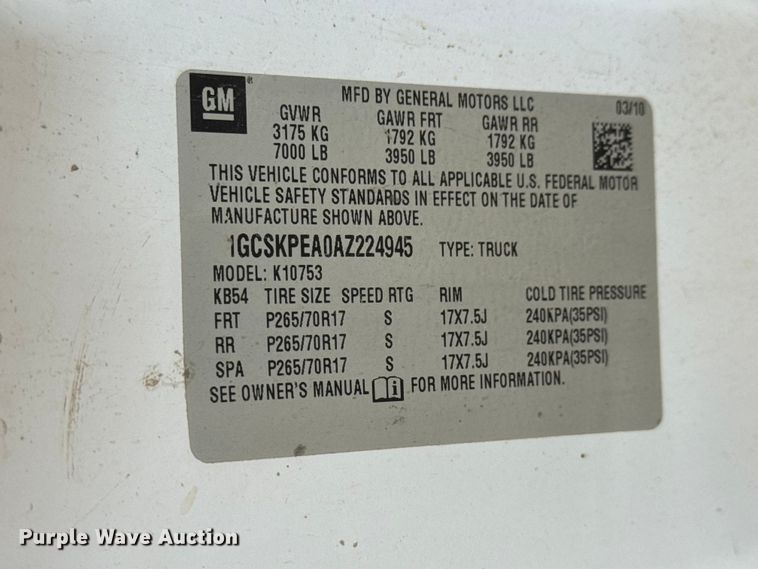 image for item NA9361 2010 Chevrolet Silverado 1500 Ext. Cab pickup truck