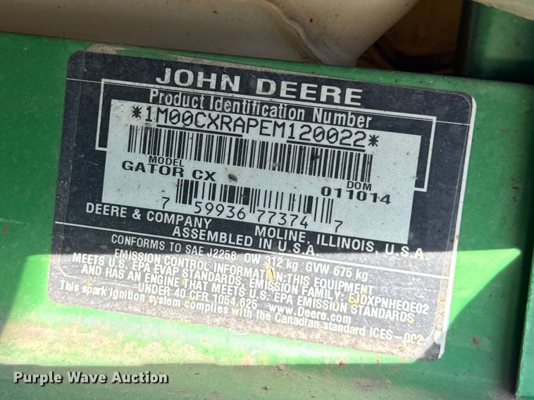 image for item OE9588 2014 John Deere Gator CX utility vehicle