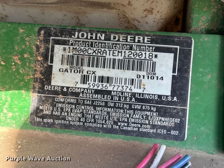 image for item OE9589 2014 John Deere Gator CX utility vehicle