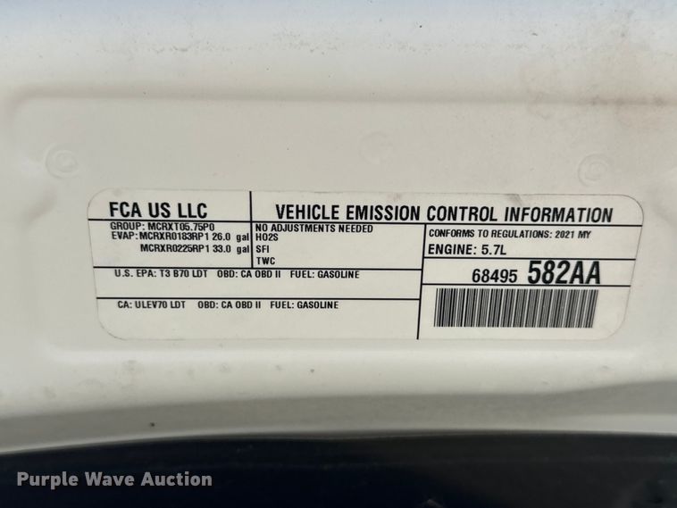 image for item YA3120 2021 RAM 1500 Bighorn Crew Cab pickup truck