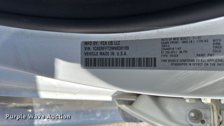 image for item YA3120 2021 RAM 1500 Bighorn Crew Cab pickup truck