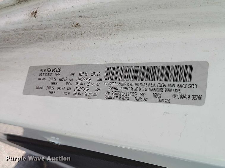 image for item YA3207 2018 RAM Promaster 2500 van