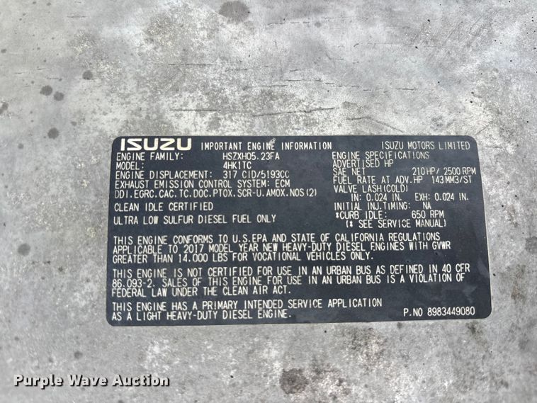 image for item YA3273 2018 Isuzu NPR utility / service truck