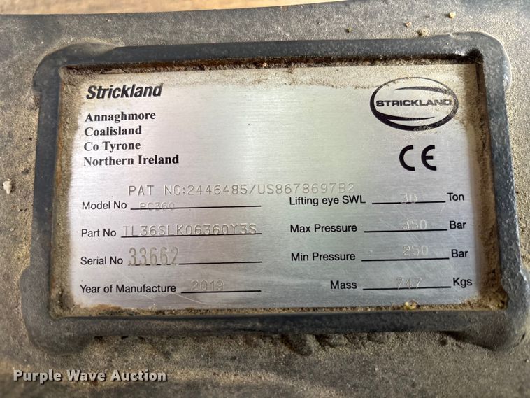 image for item DU6287 2019 Strickland Strickland PC360 hydraulic quick coupler