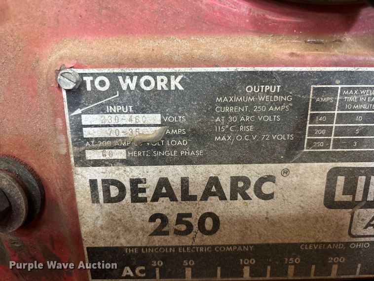 image for item DU6296 (2) Lincoln IdealArc 250 welders