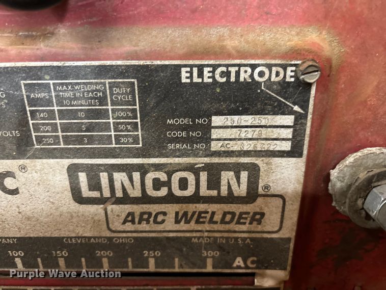 image for item DU6296 (2) Lincoln IdealArc 250 welders