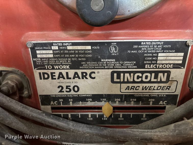 image for item DU6296 (2) Lincoln IdealArc 250 welders