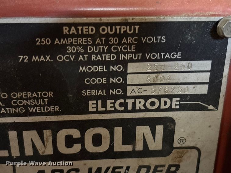 image for item DU6296 (2) Lincoln IdealArc 250 welders