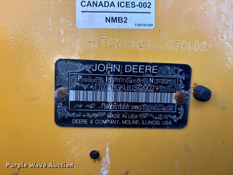 image for item DV4327 2020 John Deere 318G skid steer loader