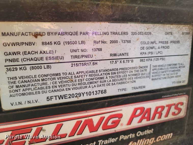 image for item DZ7135 2000 Felling Trailers equipment trailer