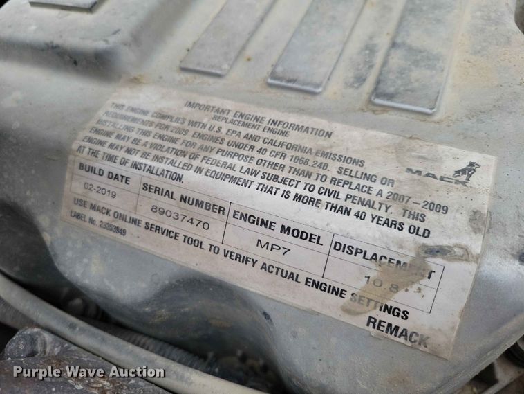 image for item DZ7177 2009 Mack GU713 dump truck