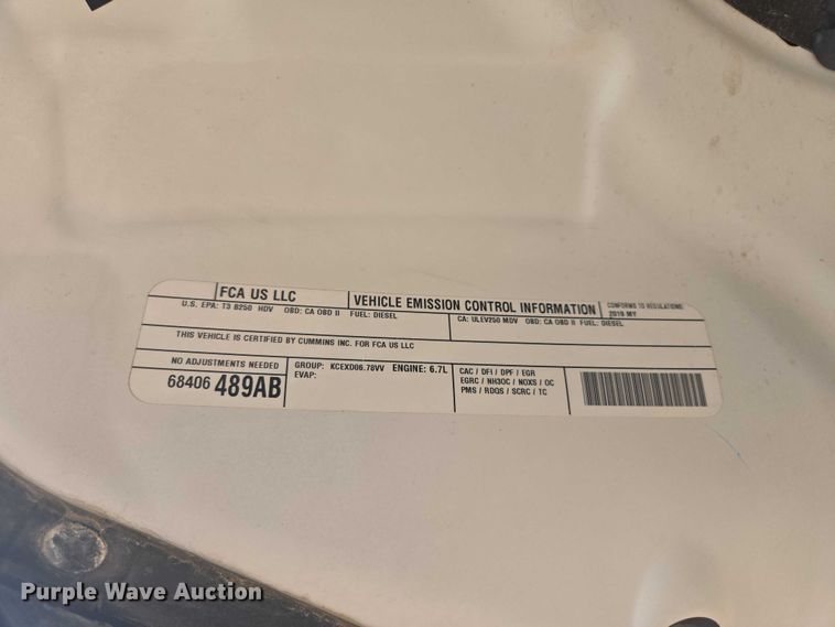 image for item EB1442 2019 RAM 2500HD Crew Cab pickup truck