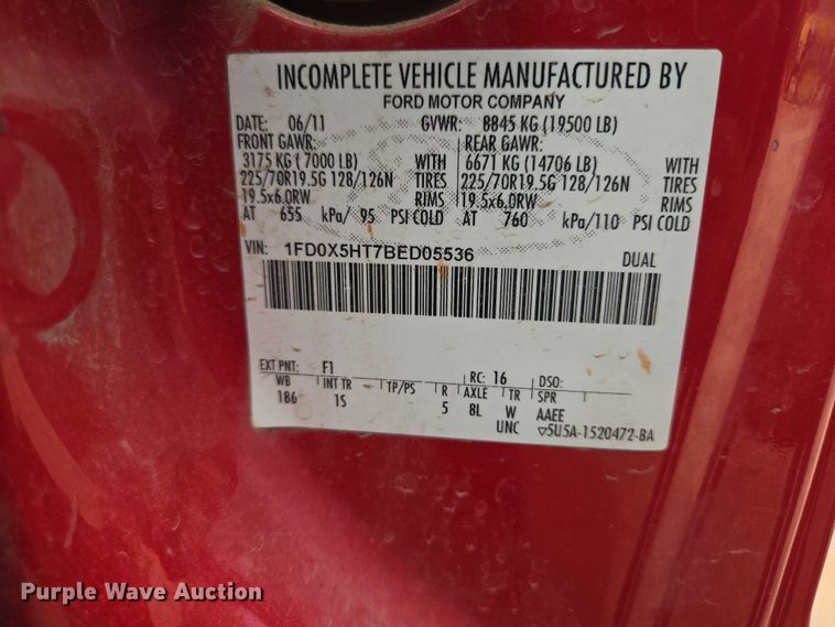 image for item EB1444 2011 Ford F550 Super Duty XL Ext. Cab flatbed truck